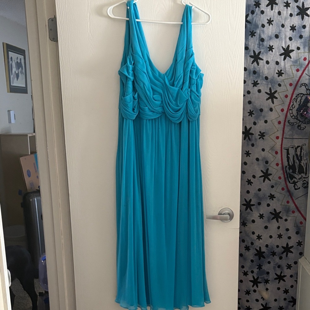 David's Bridal Turquoise Backless Dress